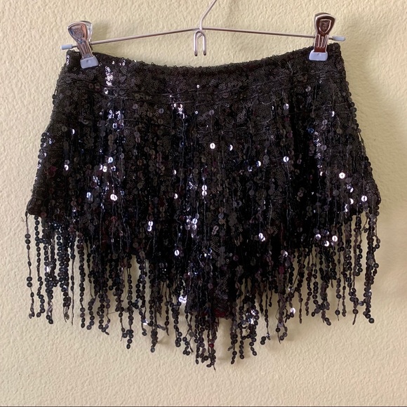 Samba Black Sequin Fringe Hotshorts 